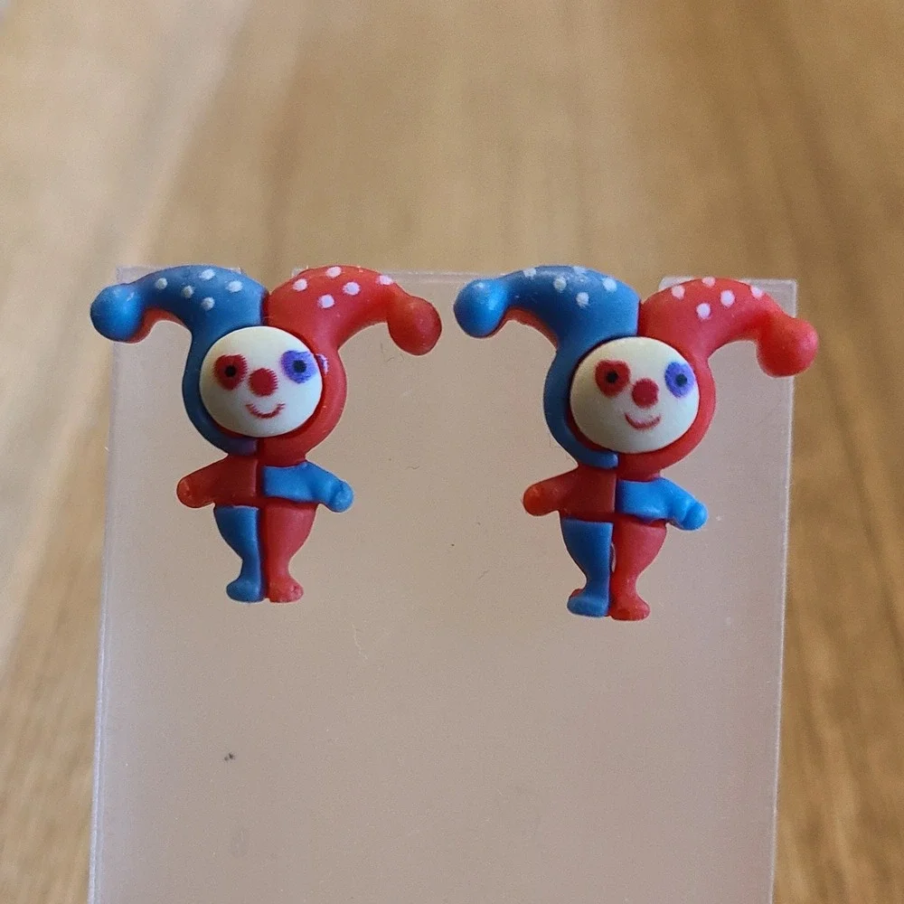Handmade Clown‎ Keychain and Earrings Set - Fun Colorful Kids Jewelry